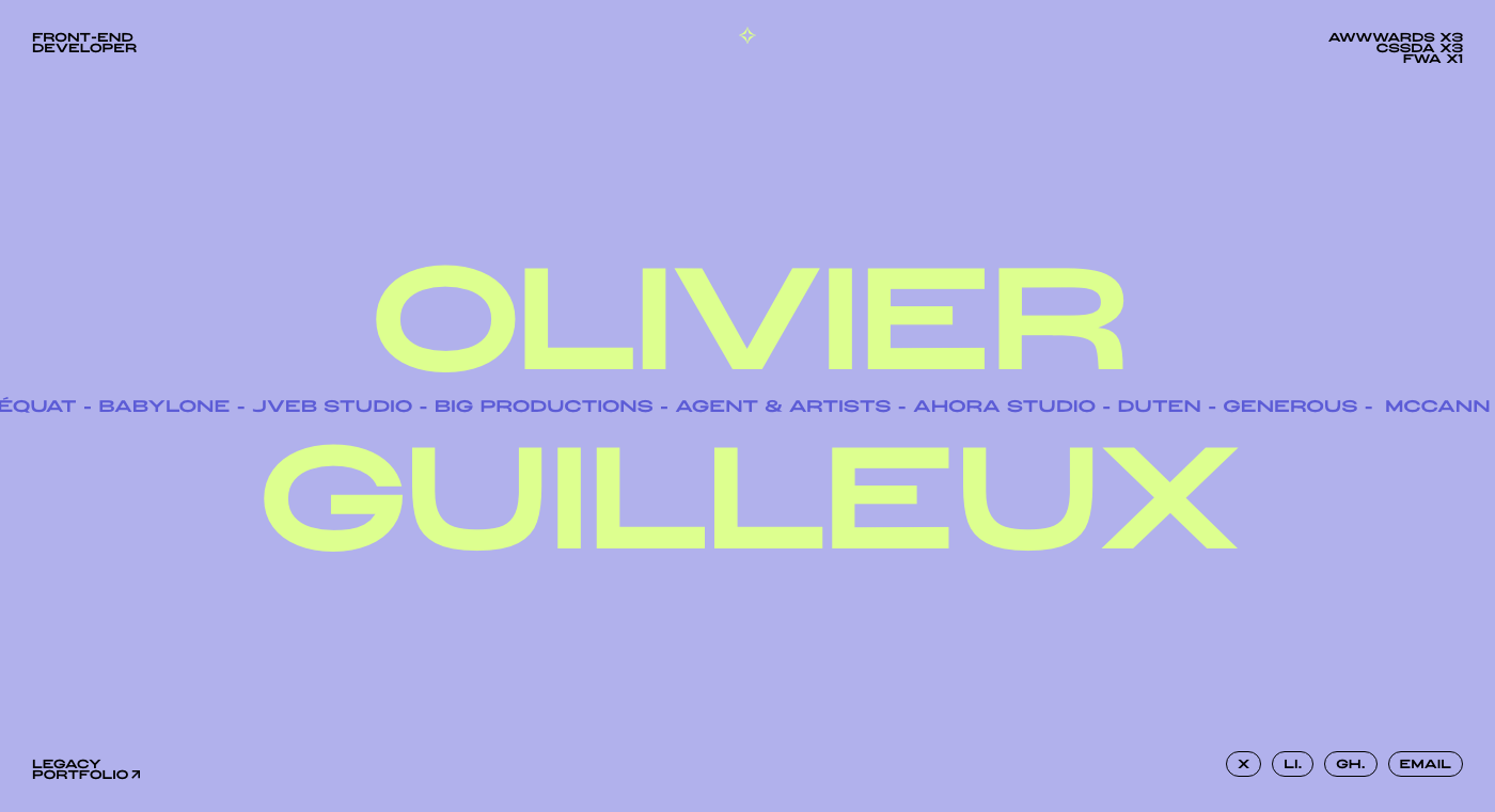 Screenshot del portfolio de Olivier Guilleux.