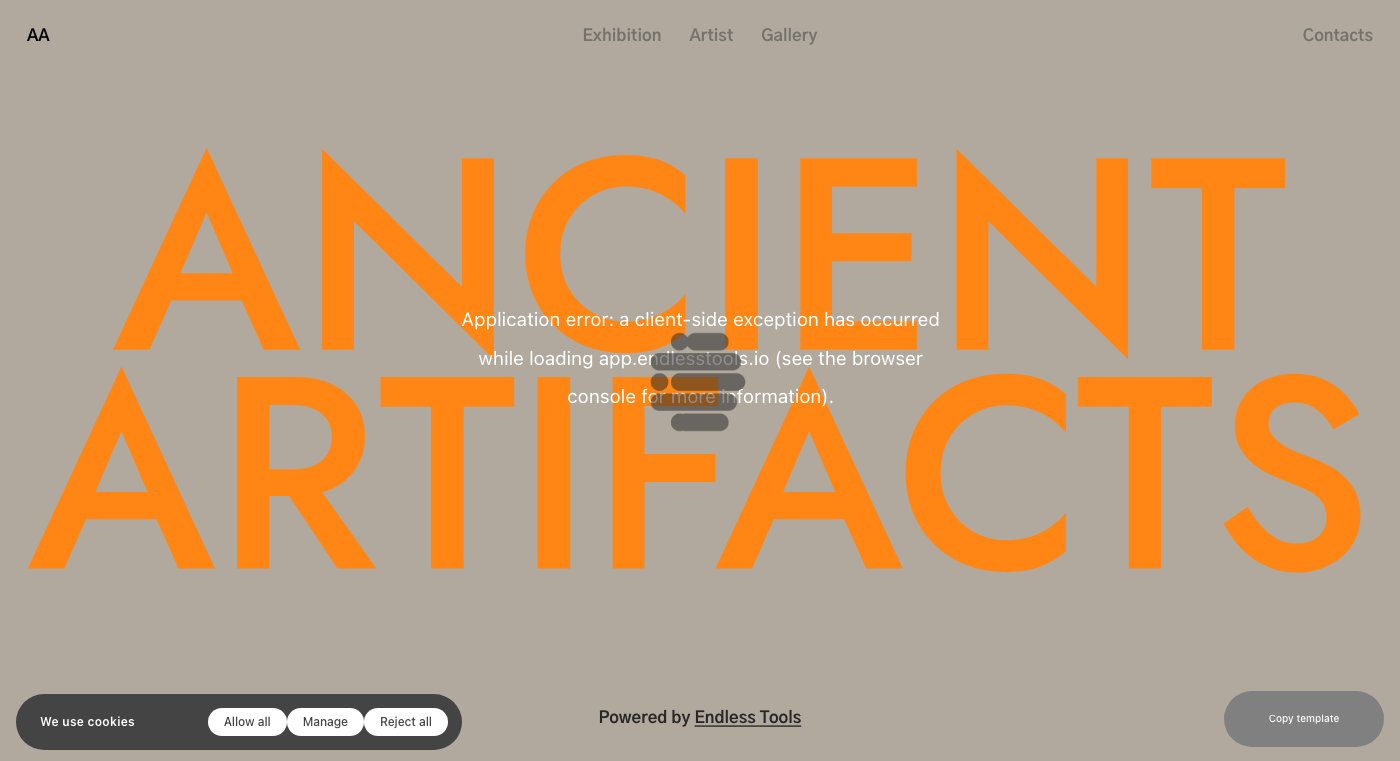 Screenshot de un diseño de Readymag sobre artefactos antiguos.