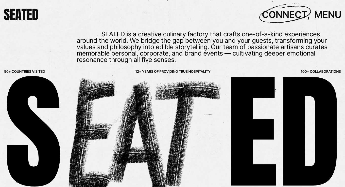 Screenshot de Seated, una factoría culinaria creativa.