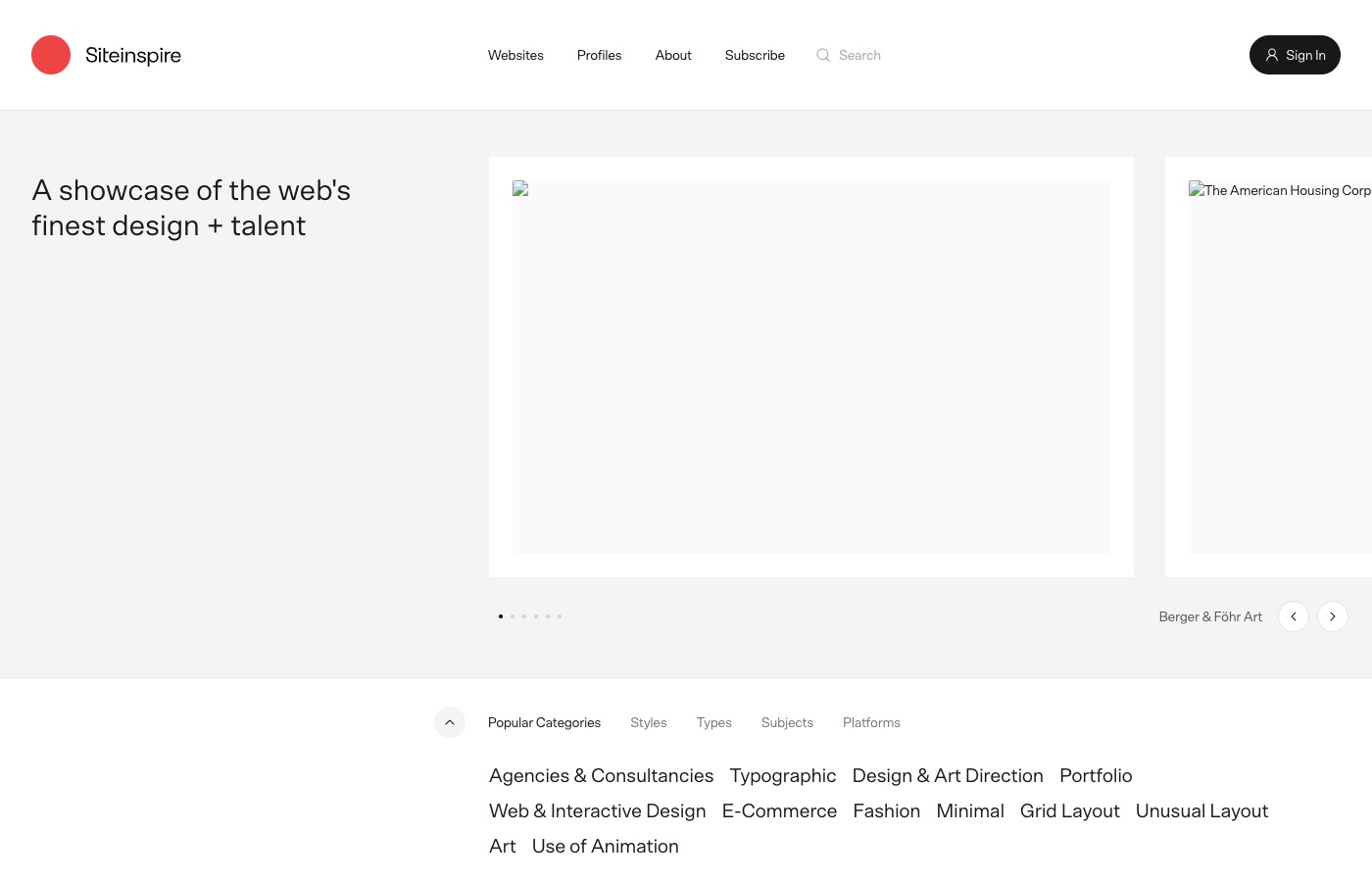 Screenshot de siteinspire.com